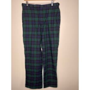 Daks Dawahares Green Navy Plaid Barrister Black Watch Christmas Wool Pants 34x31